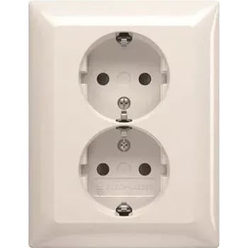 BUSCH JAEGER BJ 202 EUJB-914 Toma de corriente doble SCHUKO con placa de cubierta completa