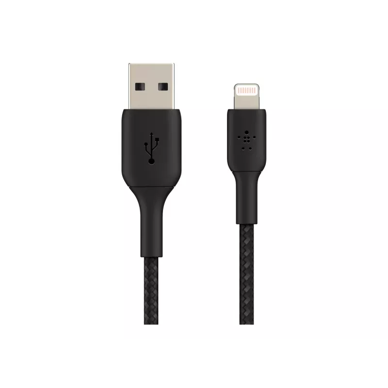 Cable trenzado USB-Lightning 15 cm negro