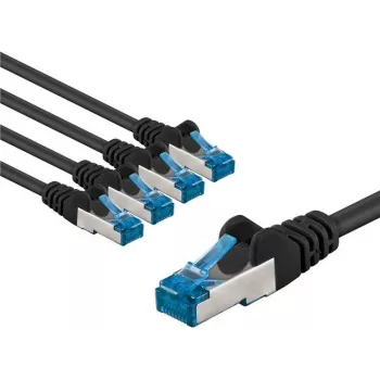 Cable de red Goobay CAT 6A S/FTP PiMF 1 m negro pack de 5 - conductor de cobre CU (67537)