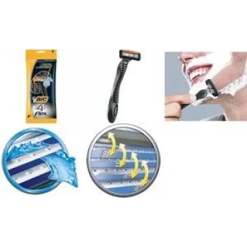 Maquinilla de afeitar desechable BIC FLEX diseño de cartucho de 4 cuchillas, maquinilla desechable, modelo 8896951