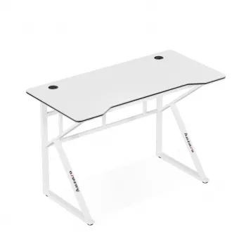 Mesa gaming Huzaro Hero 1.6 blanca — tablero recto MDF/carbono 1200×600 mm, estructura metálica, 750 mm de altura