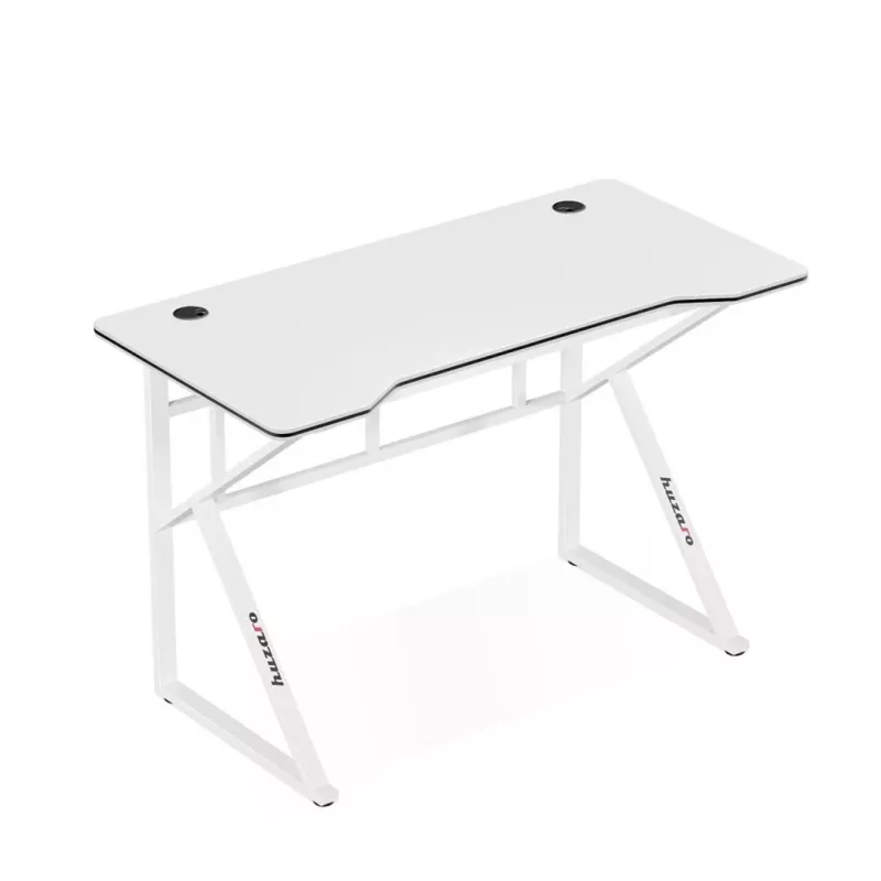 Mesa gaming Huzaro Hero 1.6 blanca — tablero recto MDF/carbono 1200×600 mm, estructura metálica, 750 mm de altura