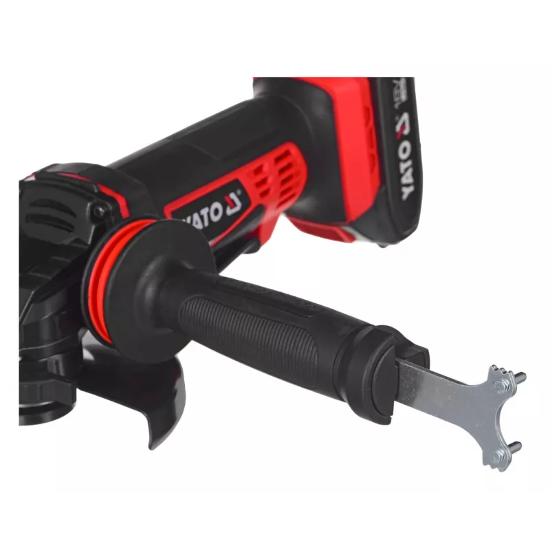Amoladora angular YATO YT-82826, 18V Li-Ion 2Ah, disco de 125 mm, 10.000 rpm, rosca M14, carcasa de protección ajustable sin herramientas