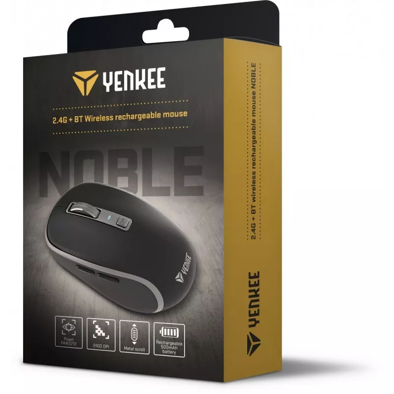 Ratón inalámbrico Dual WiFi+Bluetooth, batería recargable, 5 botones