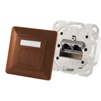 Toma de red 2× RJ-45 ShiverPeaks 74280-BR — Cat6a, 500 MHz, carcasa de metal marrón
