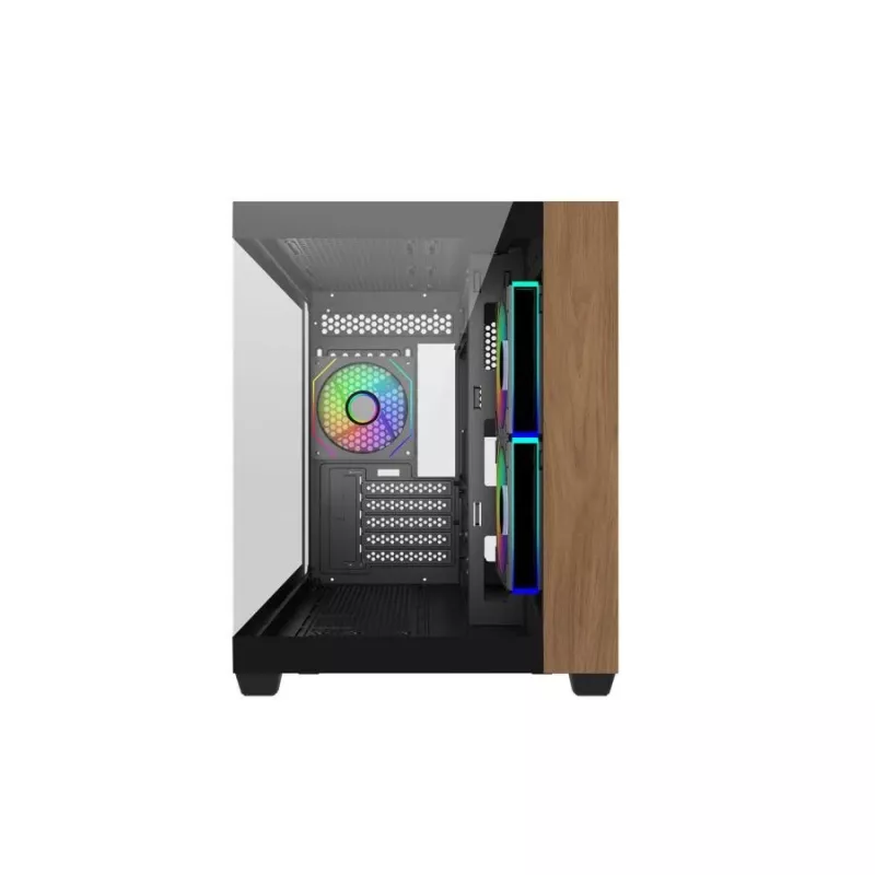 Caja de PC Cooler Master Elite 481 Wood — mATX de doble cámara con diseño de madera natural y dos paneles de cristal templado