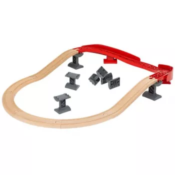 World pack de vías Montaña y Valle, tren de madera/rojo, 16 piezas