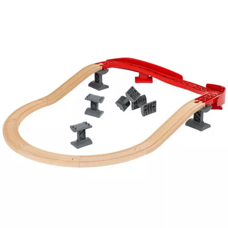 World pack de vías Montaña y Valle, tren de madera/rojo, 16 piezas