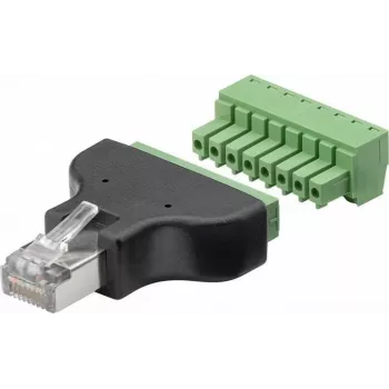 Adaptador de interfaz/género de cable Goobay 76736 bloque de terminales 8 polos RJ-45 negro (76736)