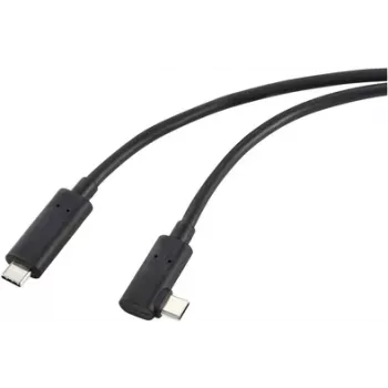 Renkforce Cable de fibra óptica USB-C®-Display USB 3.2 Gen2 conector macho USB-C® acodado en un extremo 10,00 m Negro RF-5625884 (RF-5625884)