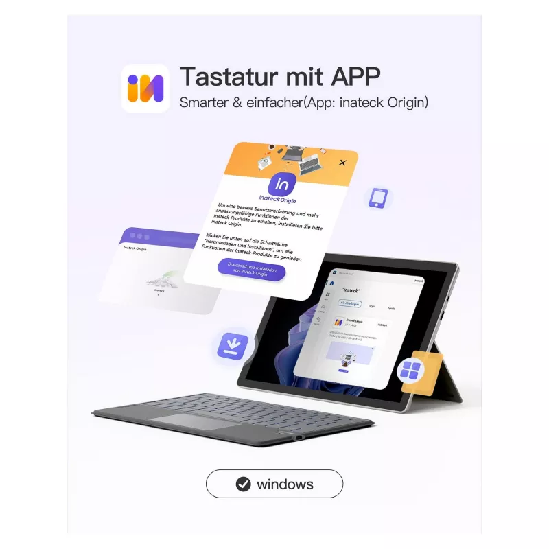 inateck teclado Surface gris, Sureface GO 1-4 Com. QWERTZ