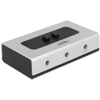 Conmutador de audio jack 3,5 mm 2 puertos manual bidireccional, conmutador gris/negro