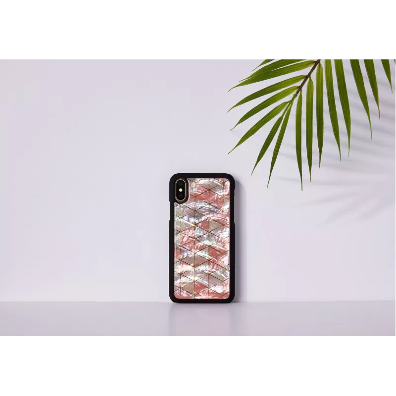 Funda protectora iKins para iPhone XS / iPhone X, estampado rombos, negra