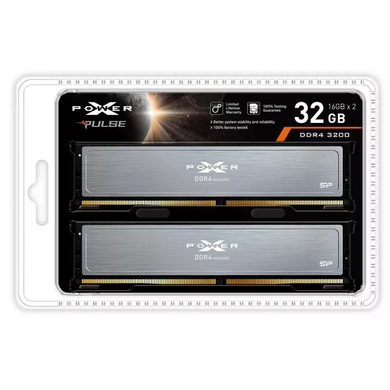 Silicon Power XPOWER Pulse SP032GXLZU320BDI kit de memoria DDR4 32 GB (2x16 GB), 3200 MHz, CL16, DIMM, 1,35 V, XMP, gris