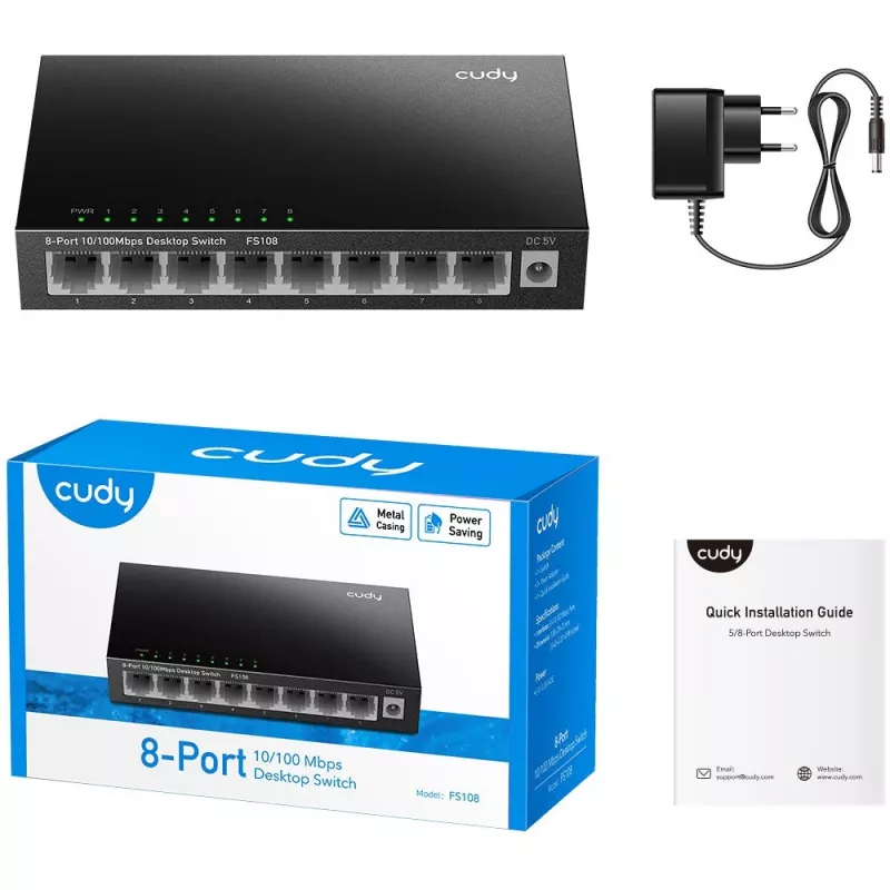 Switch no gestionado Cudy FS108 8 puertos Fast Ethernet 10/100 negro
