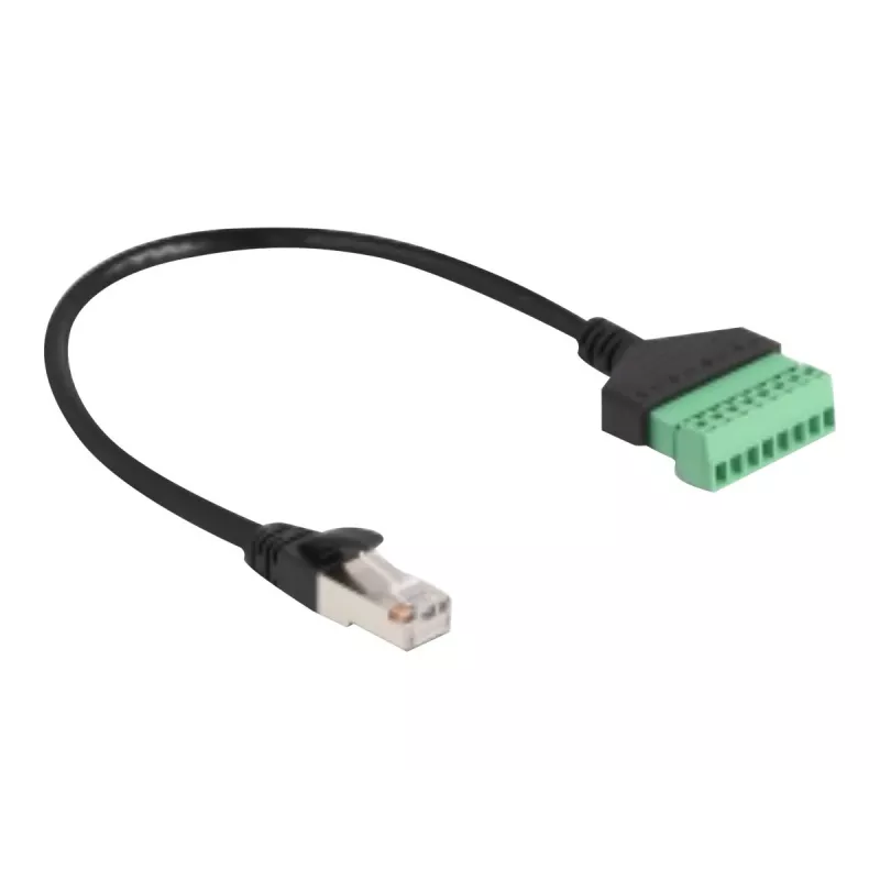 Cable DeLOCK RJ45 Cat.6 conector macho a adaptador de regletas de conexión 30 cm negro verde