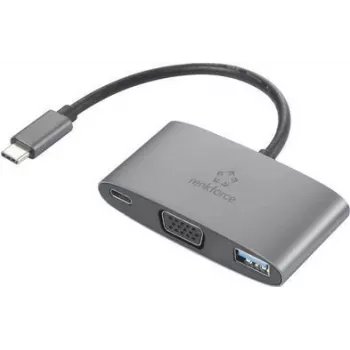 Renkforce Adaptador USB-C®, VGA [1x conector macho USB-C® – 1x conector hembra USB-C® (alimentación), conector hembra VGA, conector hembra USB 3.2 Gen 1 A (USB 3.0)] RF-HUB-151 (RF-4754992)