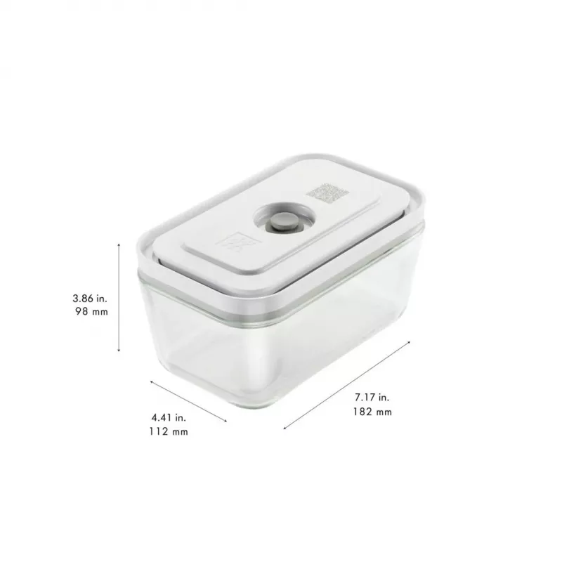 ZWILLING Fresh & Save 36803-003-0 set de recipientes rectangulares de vidrio al vacío, 3 uds. (S/M/L, 0,35/0,75/1,6 L), borosilicato, apto para microondas/horno/lavavajillas, gris/transparente