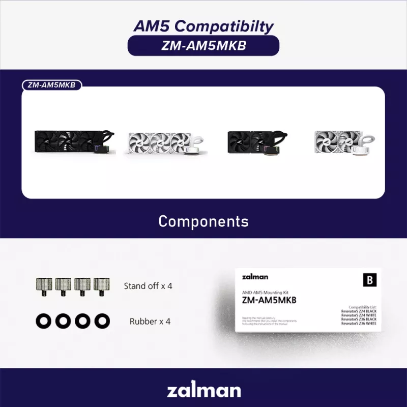 Kit de montaje ZALMAN ZM-AM5MKB para procesadores AMD, compatibilidad de zócalo para placas base AM5/AM4