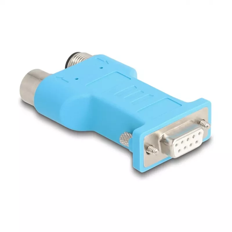 DELOCK D-Sub 9 conector hembra a 2× M12 5 polos codificación A divisor CAN-Bus 180° azul
