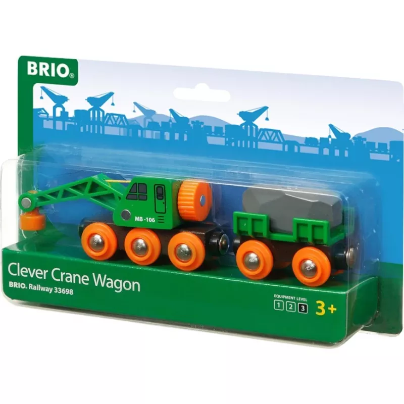 Vagón BRIO Clever Crane Wagon Lift and Load negro verde