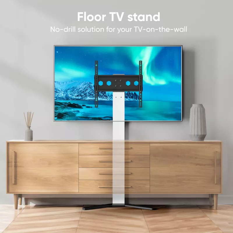Soporte/pie de TV ONKRON TS1140-W para pantallas de 66–165,1 cm (26 inch–65 inch), 35 kg, VESA 100x100–400x400, altura 880–1100 mm, blanco
