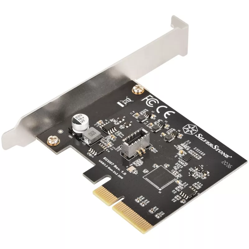 SilverStone SST-ECU07 tarjeta adaptadora PCIe 3.0 x4 USB 3.2 Gen 2x2, 1x USB-C interno, perfil bajo