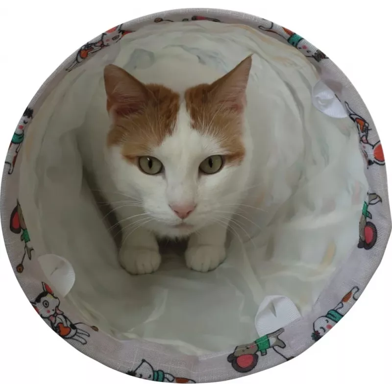 Túnel para gatos ZOLUX CHATOUILLE 100 cm con estampado de gatos y ratones — juguete para mascotas