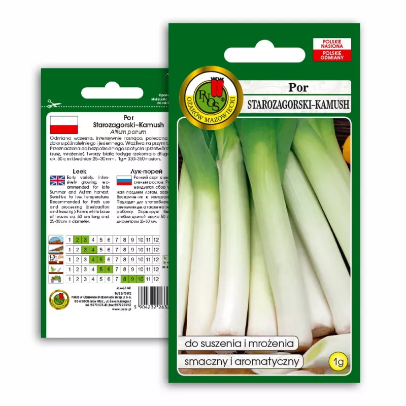 PNOS puerro Starozagorski Kamush semillas de hortalizas, 1 g
