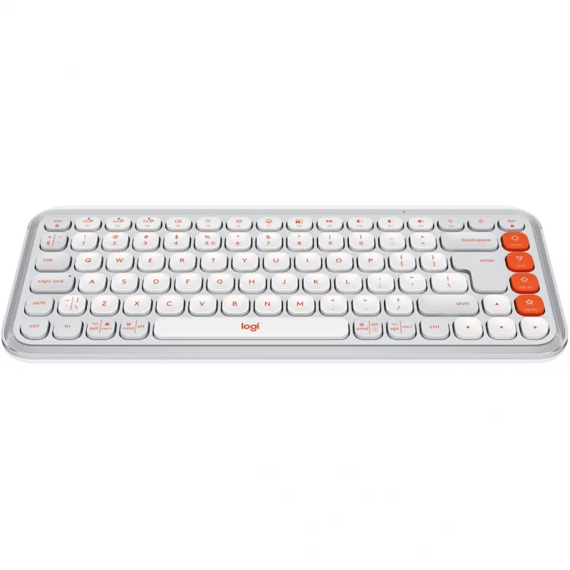 Logitech POP Icon Keys - Teclado - Inalámbrico - Bluetooth LE - QWERTY - US International - Off White, Naranja (920-013072)