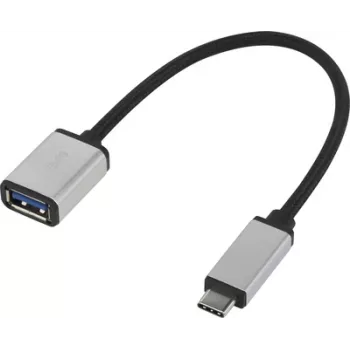 Renkforce RF-4888284 cable USB 0,15 m 3.2 Gen 1 (3.1 Gen 1) USB-C USB-A negro - plateado (RF-4888284)