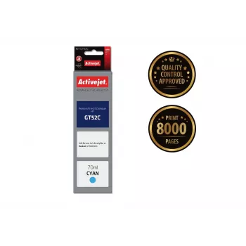 Activejet AH-GT52C Tinta (sustituto de HP GT-52C M0H54AE; Supreme; 70 ml; cian)