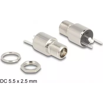 DELOCK conector hembra DC 5,5 x 2,5 mm conector macho de montaje versión soldadura 20 V 9 A