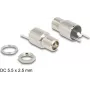 DELOCK conector hembra DC 5,5 x 2,5 mm conector macho de montaje versión soldadura 20 V 9 A