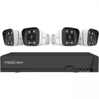 Foscam FNA108E-B4-2T Sistema de videovigilancia Blanco 4x cámara PoE Bullet 4K, 1x NVR 8 canales