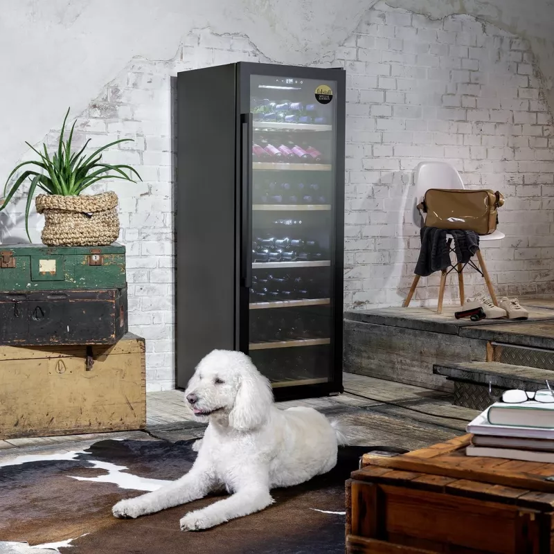 Caso | Smart Wine Cooler | WineExclusive 126 | Clase de eficiencia energética G | Vinoteca | De pie | Capacidad de botellas 126 botellas | Tecnología de refrigeración tecnología de compresor | Negro