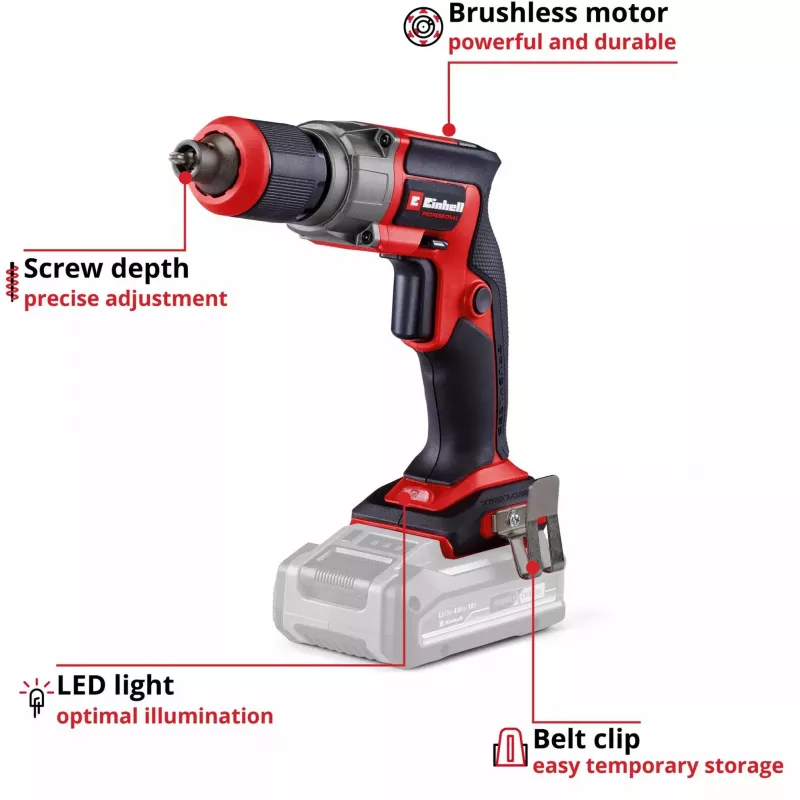 Atornillador para placas de yeso EINHELL TP-DY 18 Li BL Solo 18 V, sin escobillas, batería no incluida (modelo 4261010)