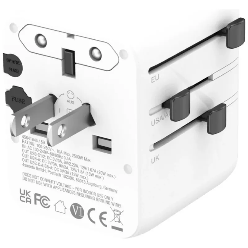 Adaptador de viaje 20W GaN Nomad 2xUSB-C + 1xA