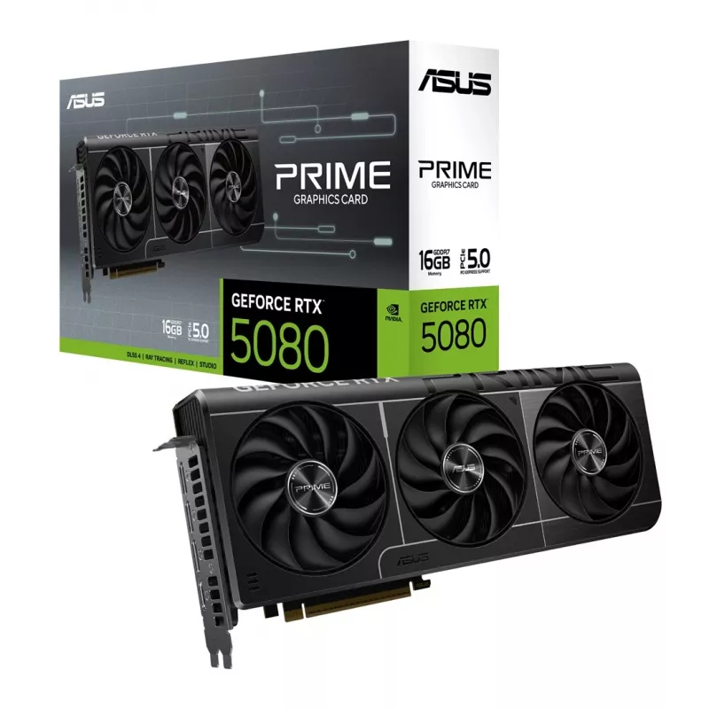 Tarjeta gráfica ASUS GeForce RTX 5080 16 GB GDDR7 PCIe 5.0, 256 bits, 3 ventiladores, resolución máxima 7680×4320