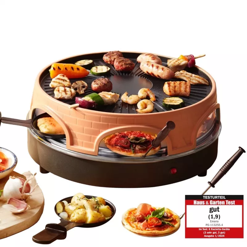 Emerio PO-113255.4 Grill de raclette 1500 W Negro, Marrón