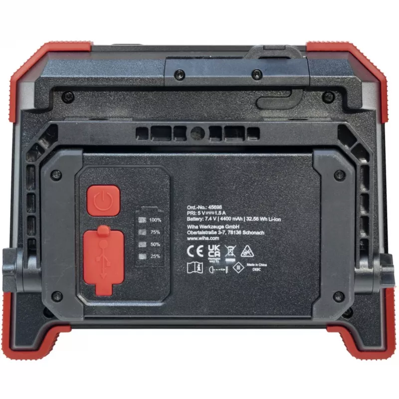 Wiha 45698 foco de trabajo inalámbrico, 30 W, negro/rojo