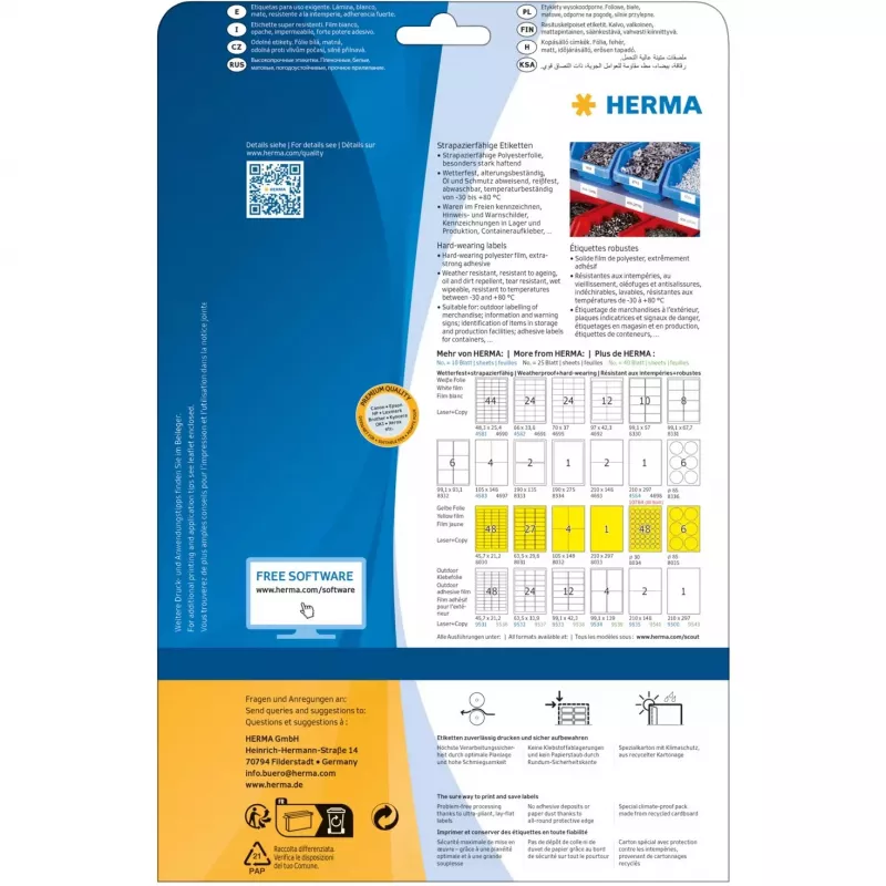 Etiquetas de impresora autoadhesivas HERMA Signs A4 105x148 mm