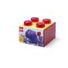 LEGO Storage Brick 4 caja de almacenamiento con tapa, roja transparente