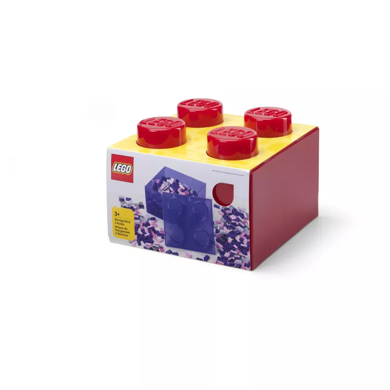 LEGO Storage Brick 4 caja de almacenamiento con tapa, roja transparente