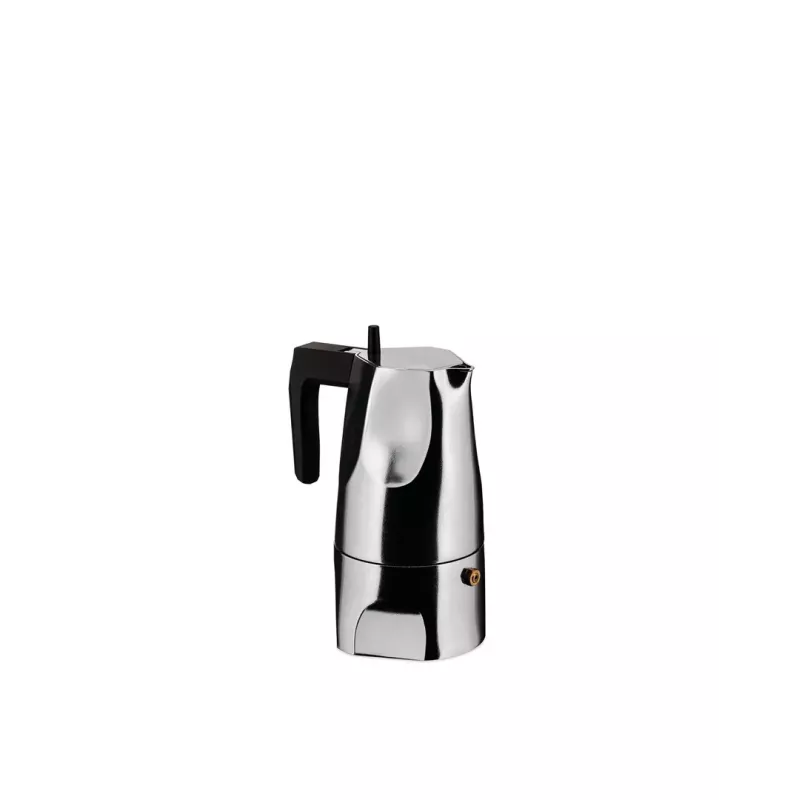Cafetera espresso Alessi MT18/3 Ossidiana, acero inoxidable, aluminio, 3,5 x 18,5 x 40,5 cm