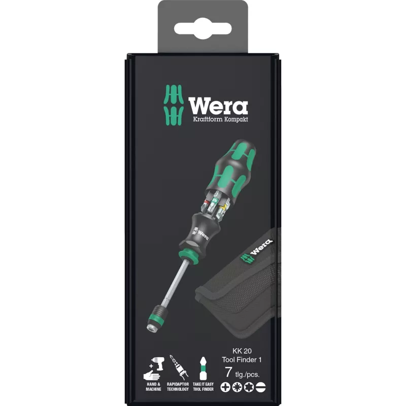 Wera Kraftform Kompakt 20 - Destornillador con juego de puntas - en bolsa (05051016001)