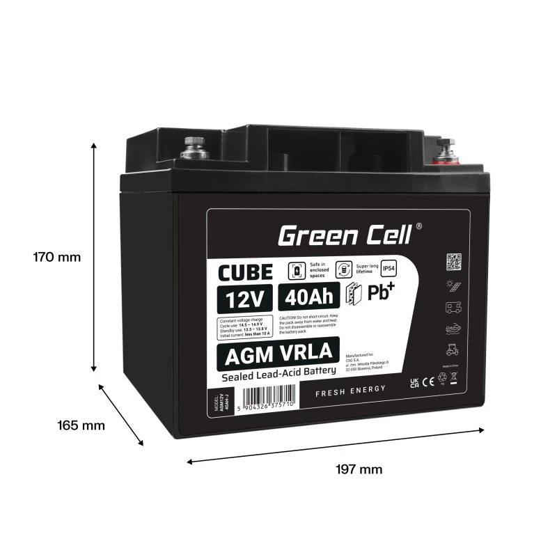 Batería AGM VRLA 12V 40Ah IP54