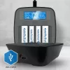 everActive NC-1000M V2 cargador de pilas, Ni-MH, 4 ranuras AA/AAA, USB-C, negro