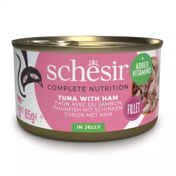 SCHESIR en gelatina Atún con jamón - Comida húmeda para gatos - 85 g