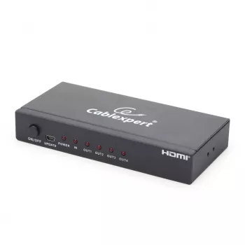 Divisor de vídeo HDMI GEMBIRD DSP-4PH4-02 — 4× salidas HDMI, HDMI 1.4, 225 MHz, carcasa de acero, 146×73×24 mm